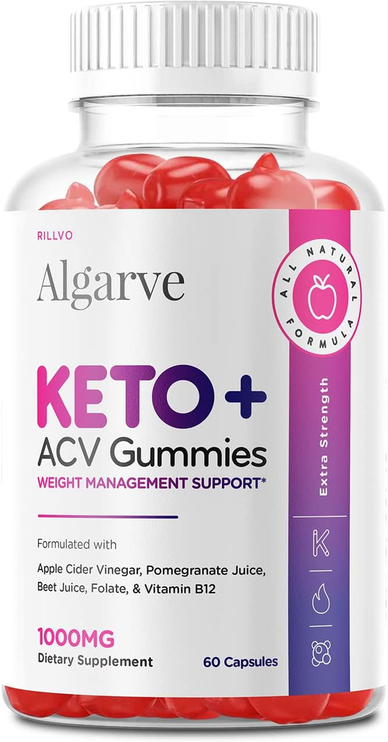 Rillvo Algarve Keto ACV Gummies - Advanced Formula Algarve Keto Apple Cider Vinegar Gummies (60 Gummies), (Wverqvev)