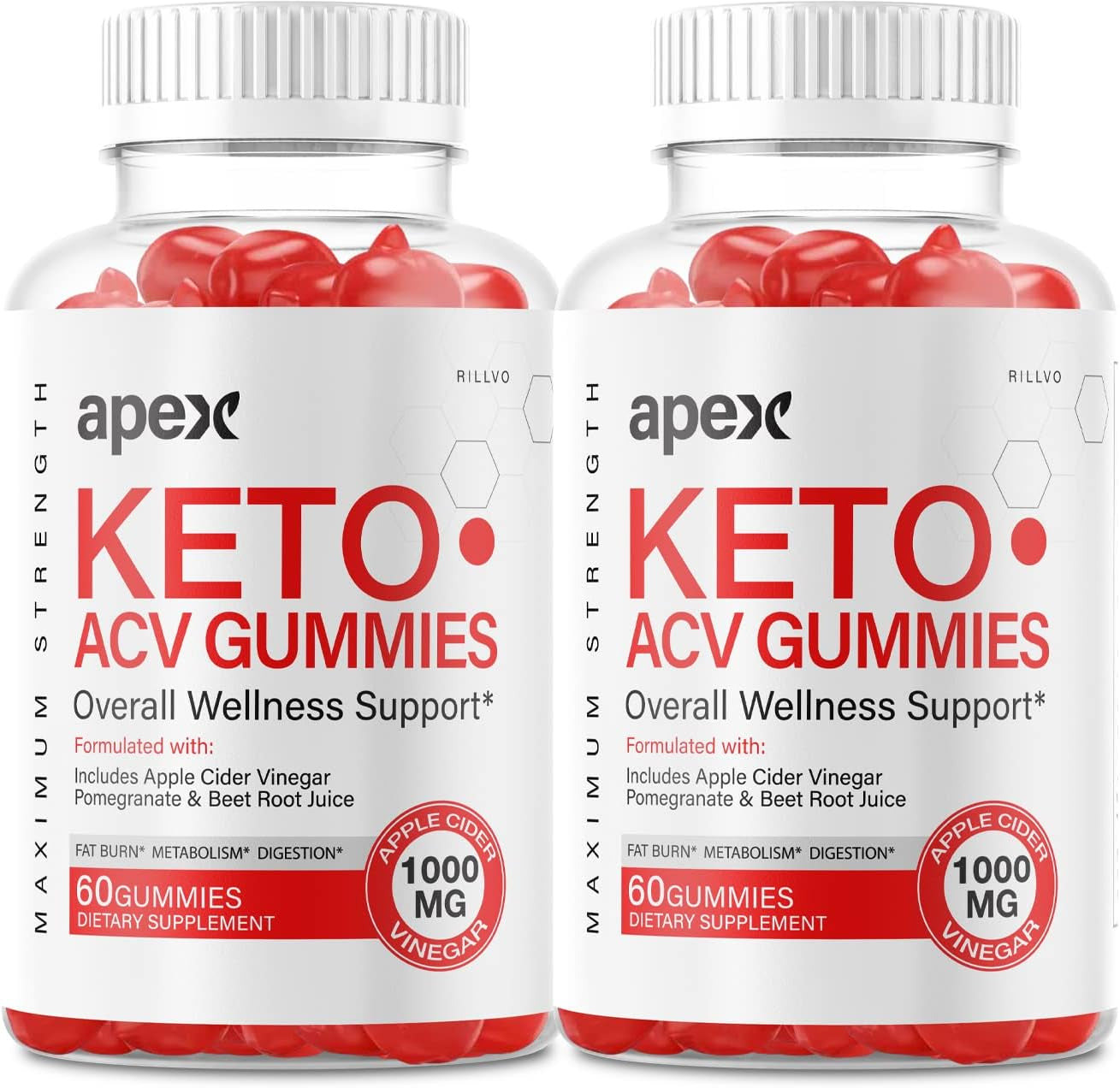 (2 Pack) Apex Keto ACV Gummies Apex Keto Advanced Formula Overall Wellness Support (120 Gummies)