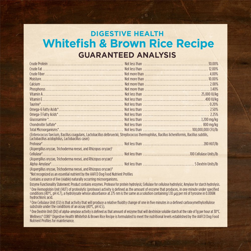 Wellness CORE Digestive Health Whitefish & Brown Rice Dry Dog Food, 4 Pound Bag