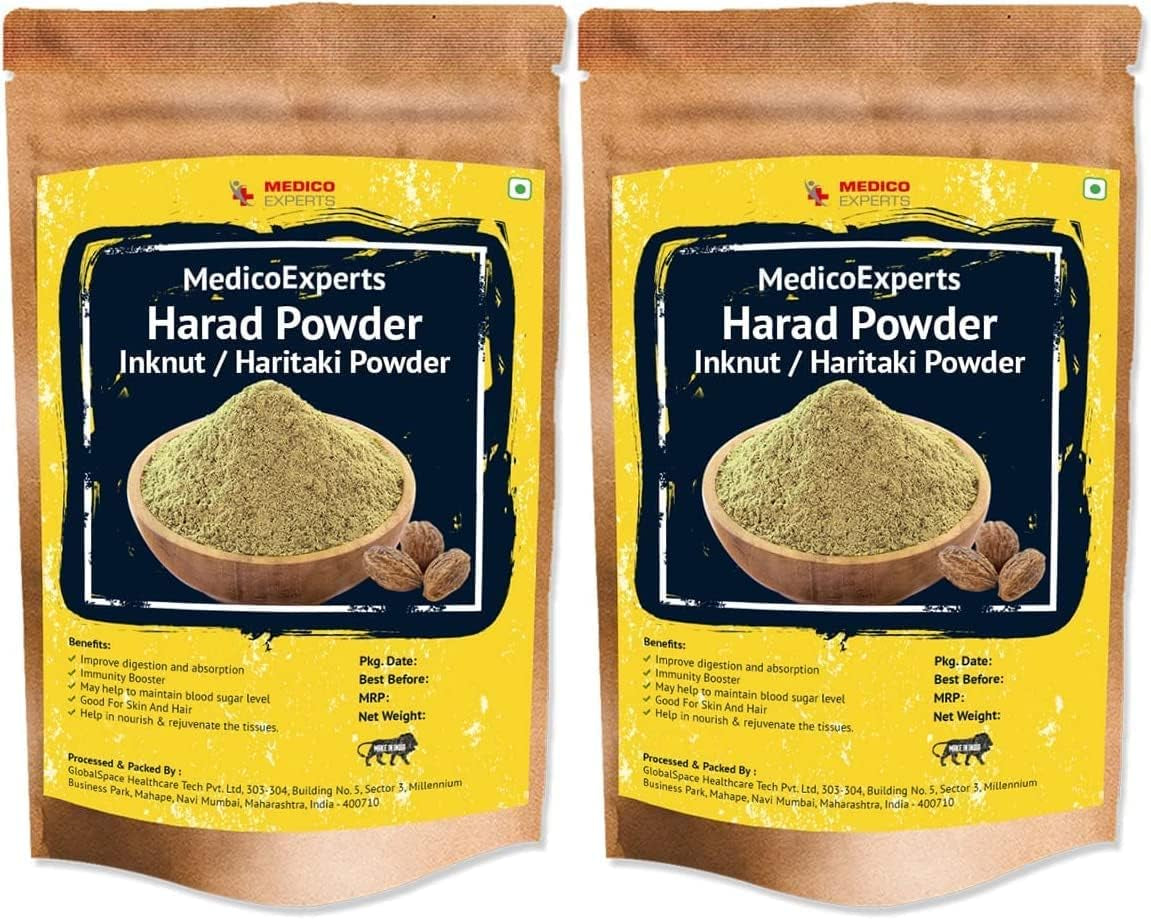 CROW Haritaki Powder Organic - 200Gms (100Gm X 2) | 100% Pure Harad Powder | Kadukkai Powder | Harde Powder | Inknut Powder for Dark Circles, Face, Skin & Healthy Digestion