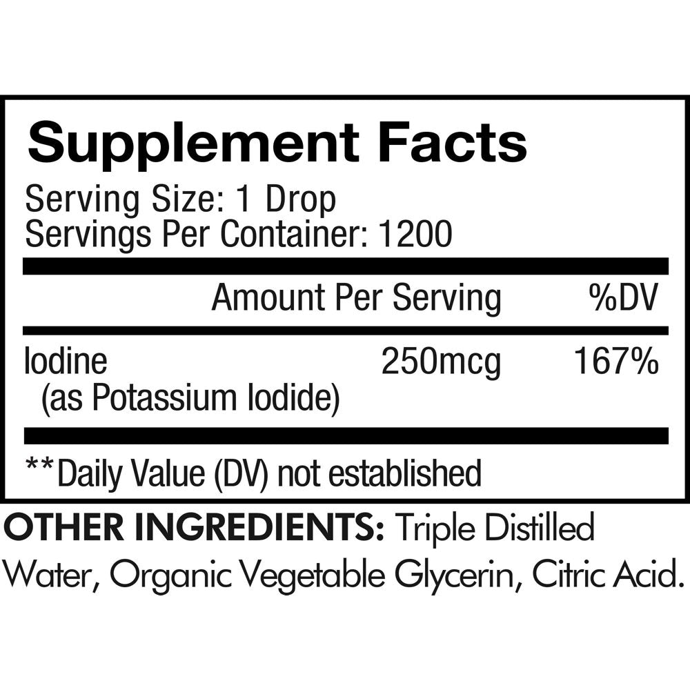 Codeage Iodine + Supplement, USDA Certified Organic, Vegan Liquid Iodine Drops, Mineral Solution, 2 Fl Oz