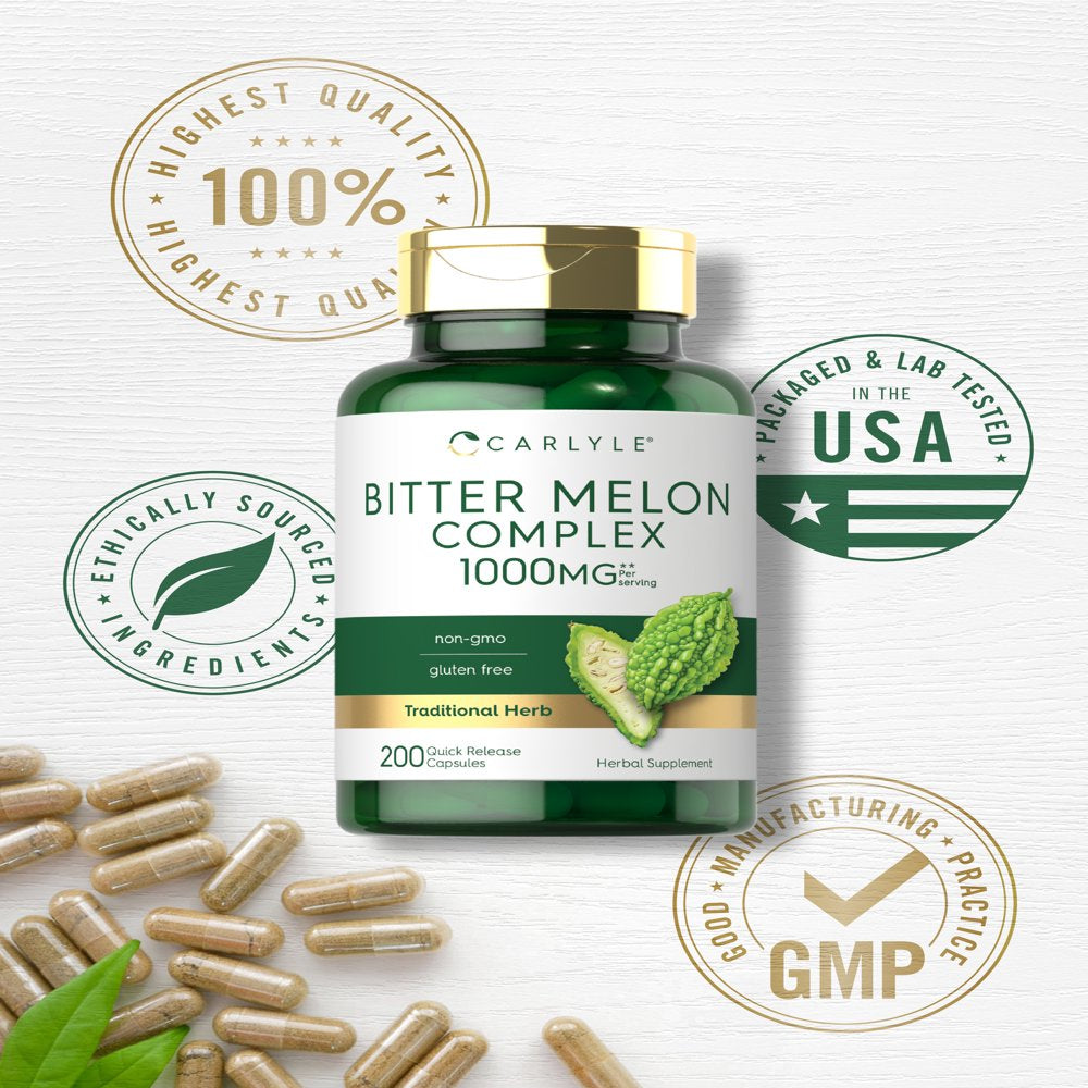Bitter Melon Capsules | 200 Count | Complex Supplement | by Carlyle