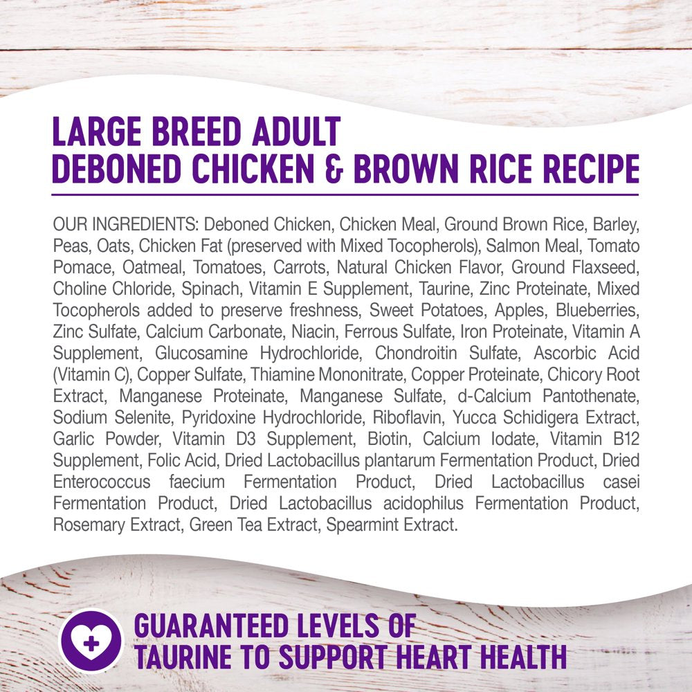 Wellness Complete Health Natural Dry Large Breed Dog Food, Chicken & Rice, 15-Pound Bag