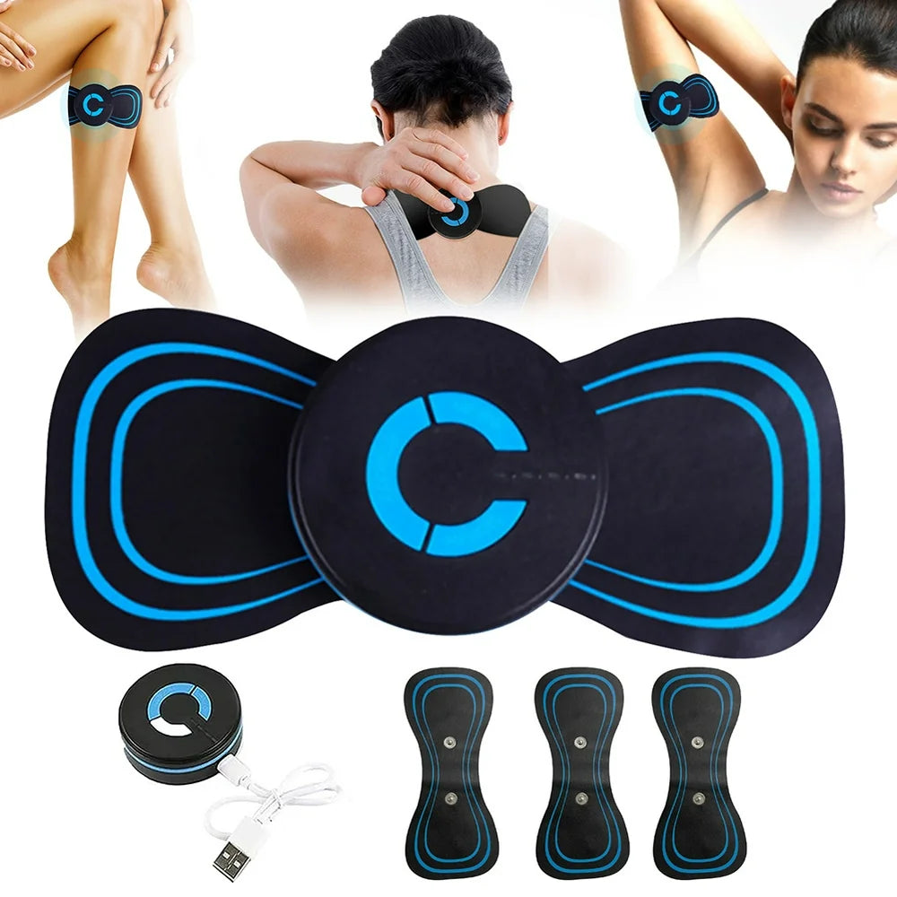 Tissouoy Electric Neck Massager Portable Mini Cervical Massage Stickers USB Charging for Calf Waist Arm Relief Muscle Pain