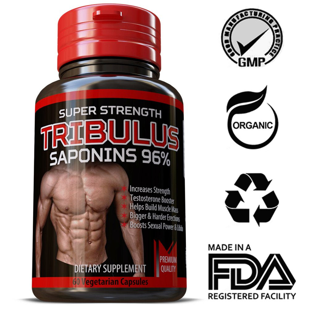 Tribulus Terrestris Saponins 96% Strongest Extract 15:1 Bigger Muscles 100% Natural Herbal Supplement Pills