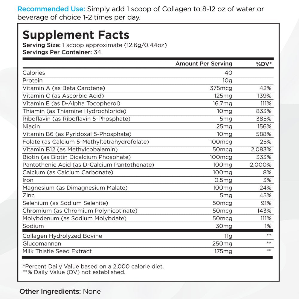 Livingood Daily Collagen + Multi - Hydrolyzed Collagen Peptides Powder W/ Multivitamin, 30 Servings