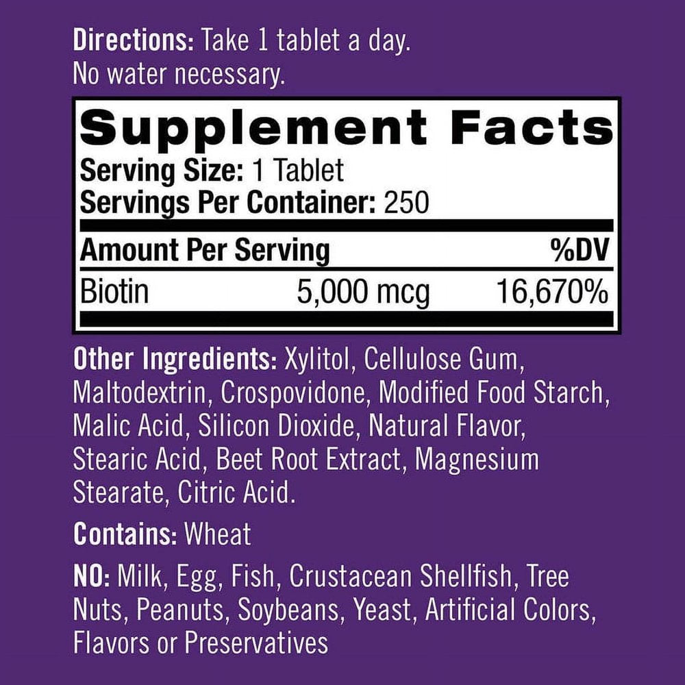 Natrol Biotin BEAUTY 5,000 Mcg Strawberry Flavor - 250 Fast Dissolve Tablets