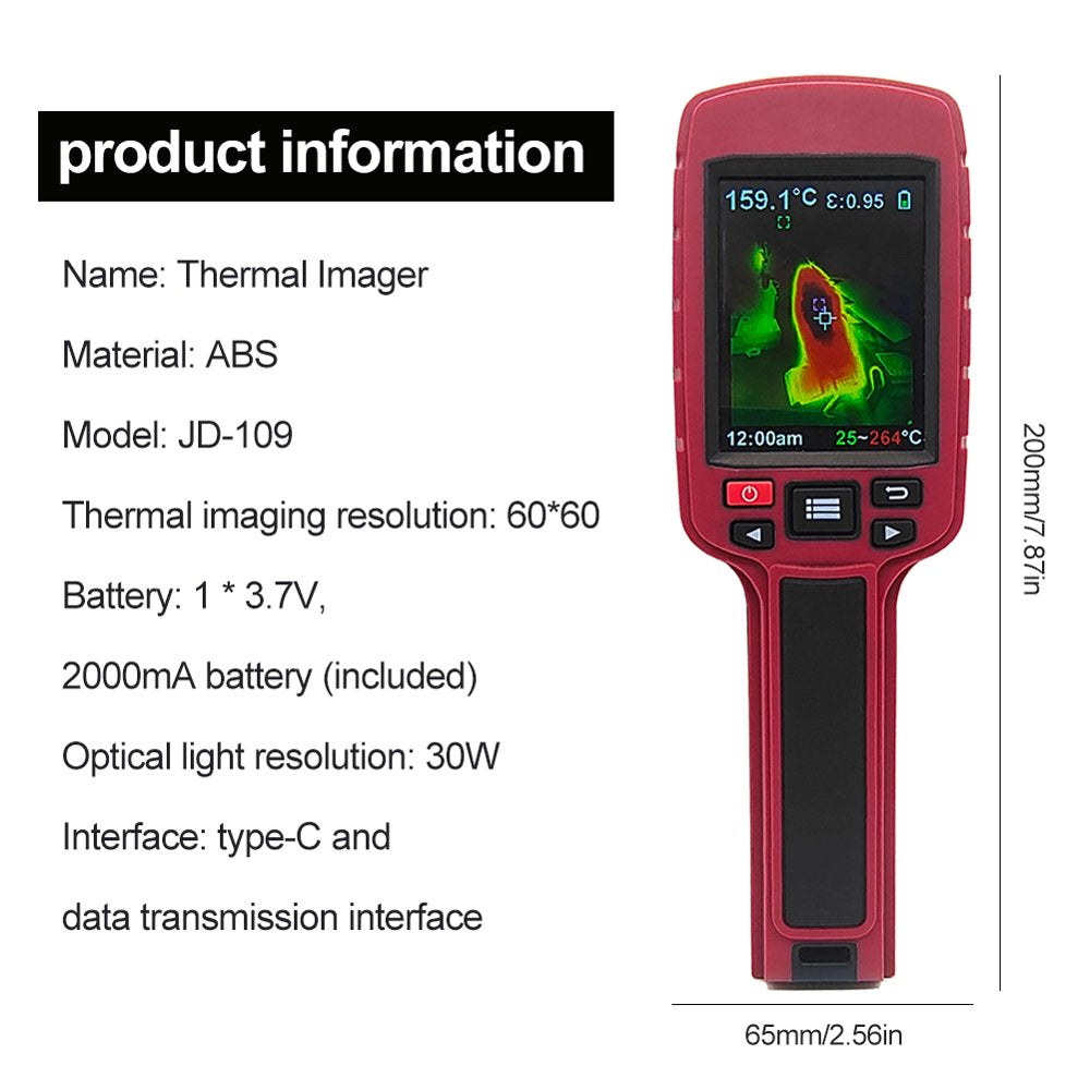 Walmeck 60 * 60 Pixel Portable Infrared Thermal Imager Handheld Clear Definition Imaging Camera Temperature Measurement Instrument