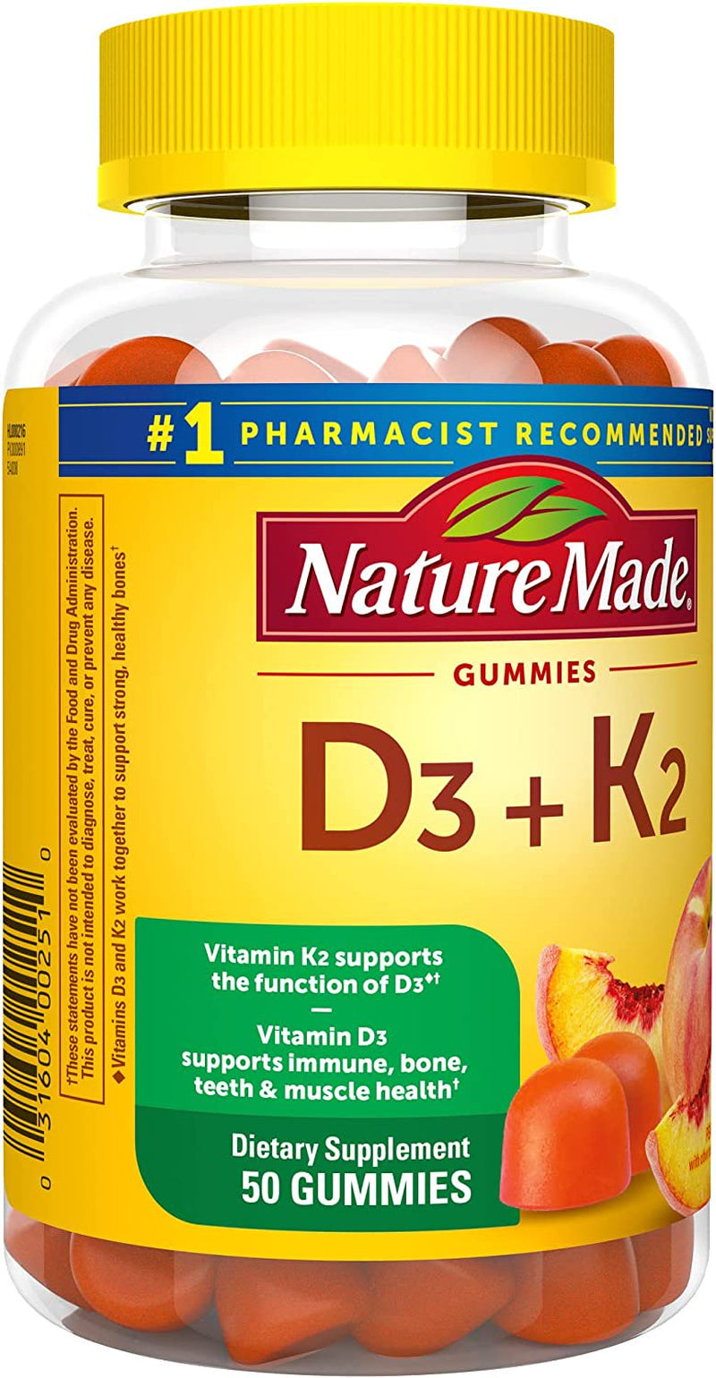 Nature Made Vitamin D3 + K2 Gummies - Peach 50 Gummies
