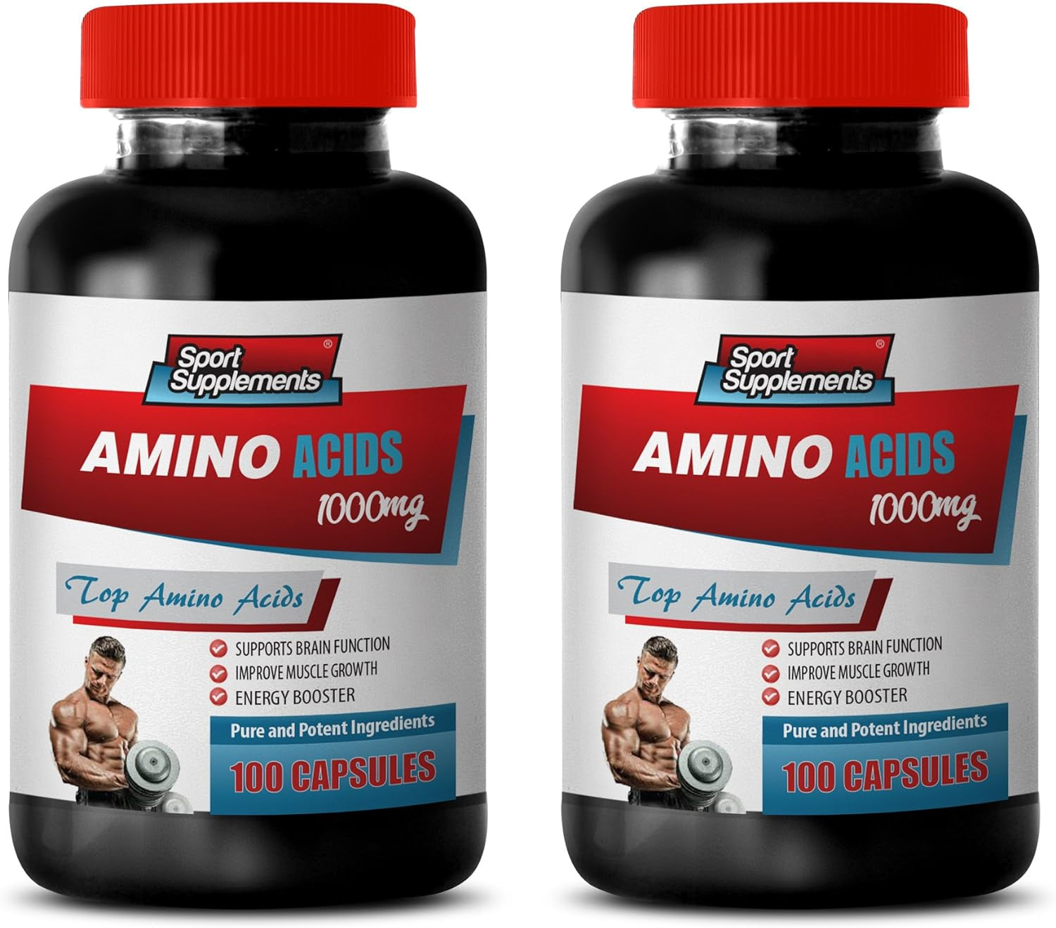 Workout Pills for Men - Amino ACIDS 1000 MG - L-Leucine Capsules, 2 Bottles (200 Capsules)