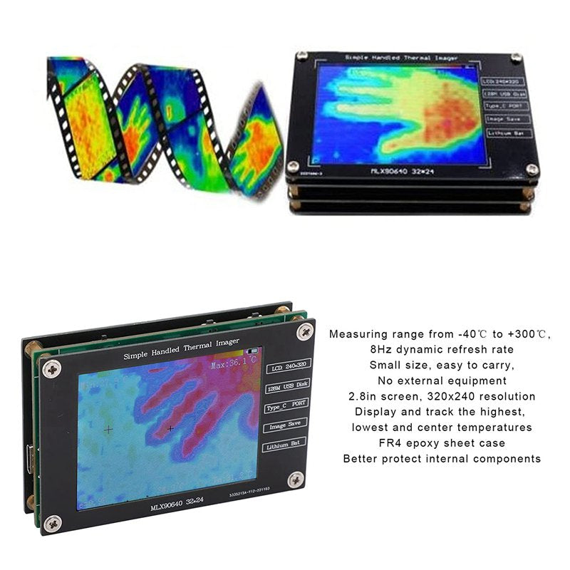 Thermal Imaging Infrared Camera, Temperature Range from - 40 ℃ To+300 ℃, 8Hz Rate, Multi-Function Thermal Imager