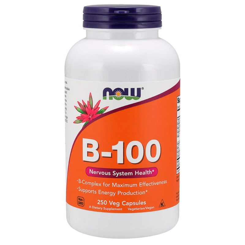 NOW Supplements, Vitamin B-100, Energy Production*, Nervous System Health*, 250 Veg Capsules