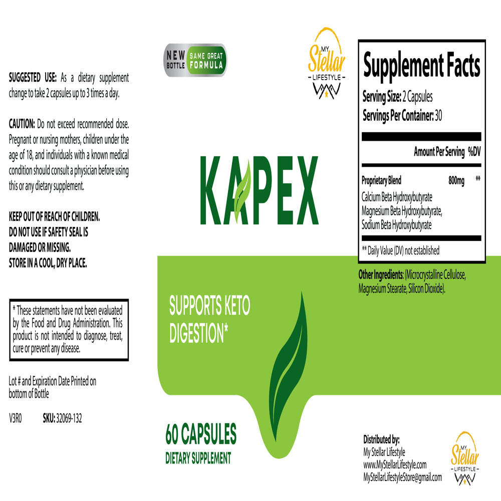 5 Pack Kapex, Supports Keto Digestion-60 Capsules X5