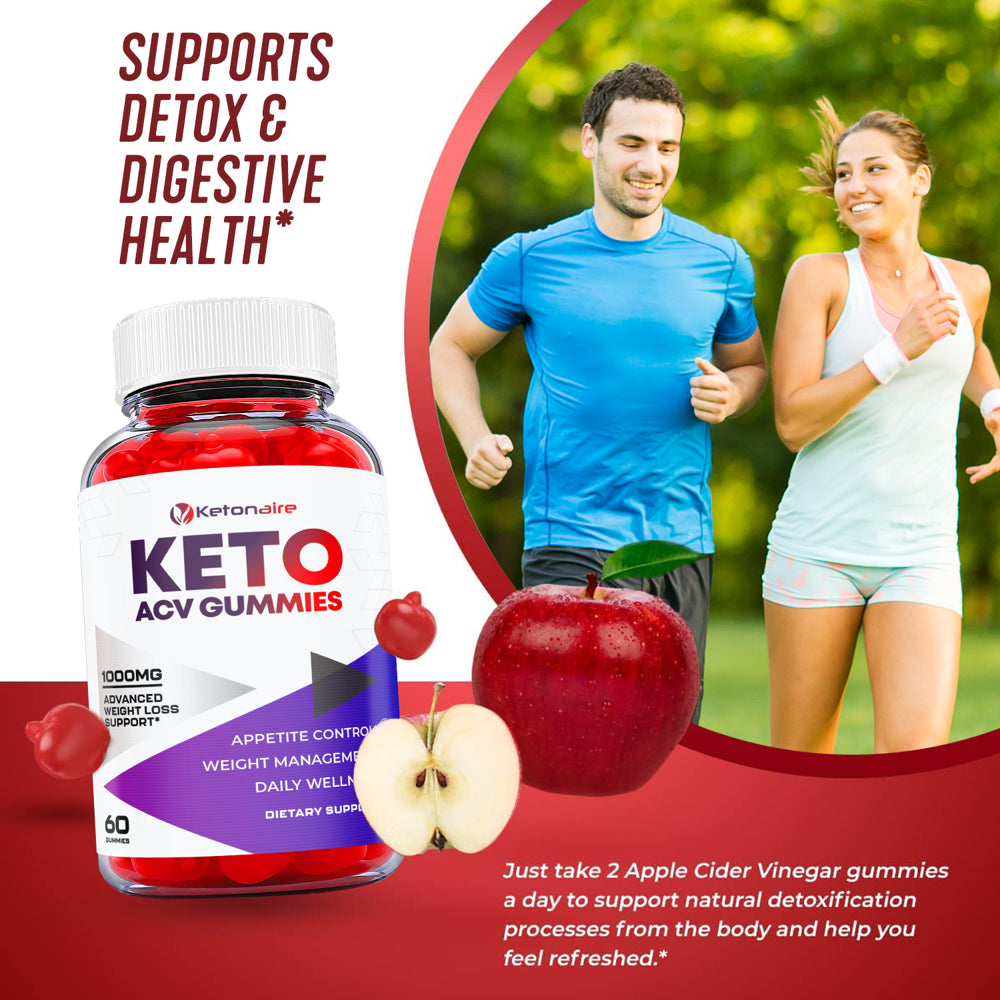 (3 Pack) Ketonaire Keto ACV Gummies - Supplement for Weight Loss - Energy & Focus Boosting Dietary Supplements for Weight Management & Metabolism - Fat Burn - 180 Gummies