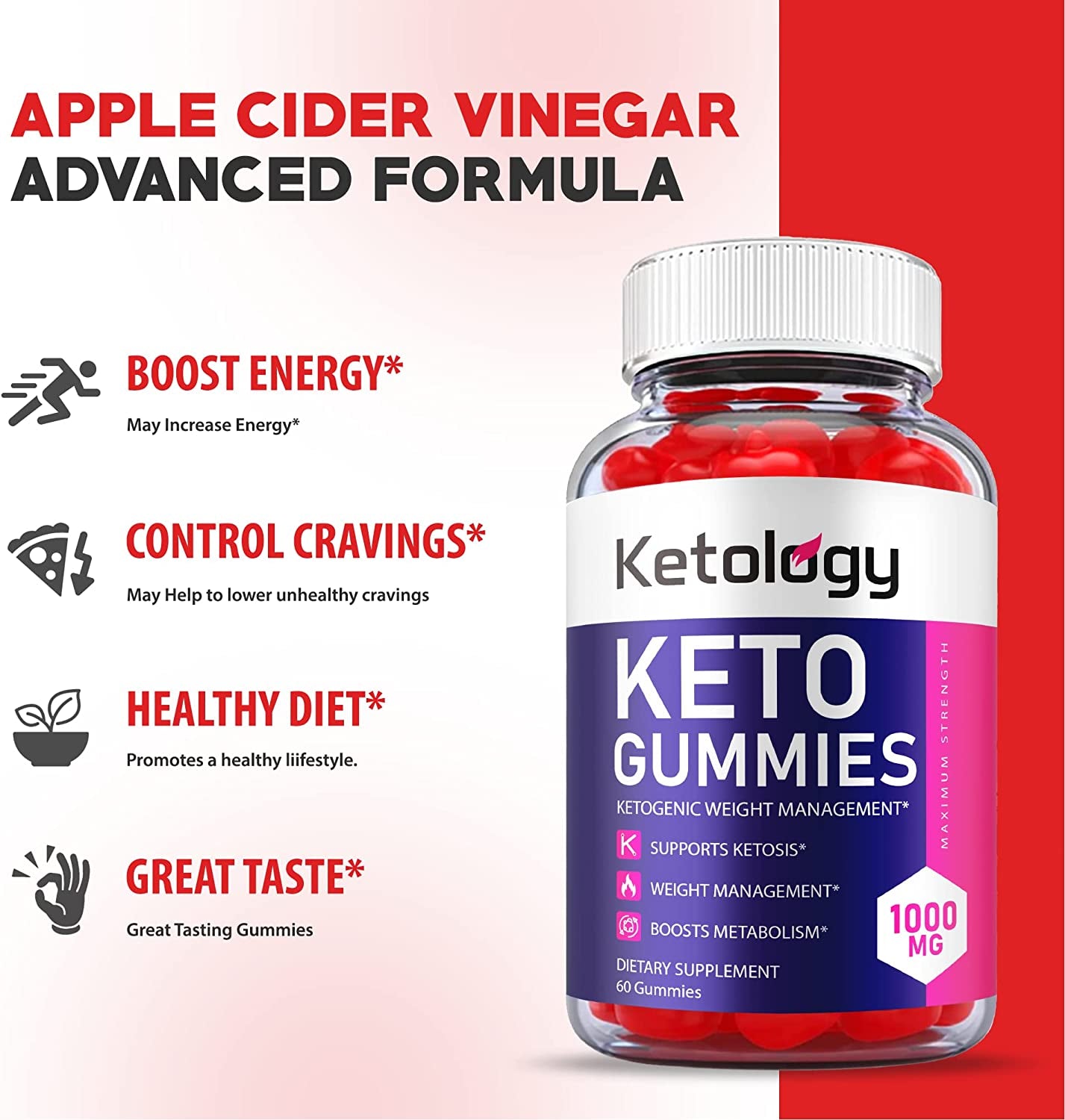 (5 Pack) Ketology Keto Gummies - Official Formula, Vegan, Non GMO - Ketology Keto ACV Gummies with 1000Mg Apple Cider Vinegar, Vitamin B12, Vitamin B6, Beet Root Juice, Pomegranate (300 Gummies)