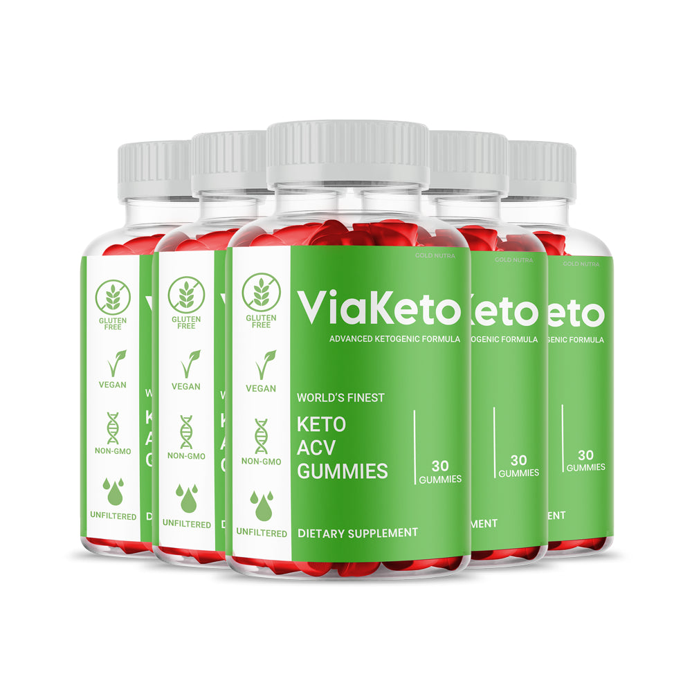 Viaketo ACV Gummies, Maximum Strength Official via Keto Apple Cider Vinegar Gummies Supplement (5 Pack)