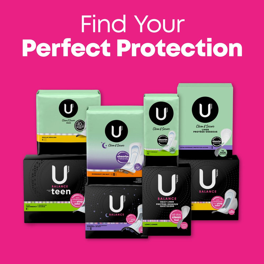 U by Kotex Balance Ultra Thin Pads with Wings, Heavy Absorbency, 46 Count