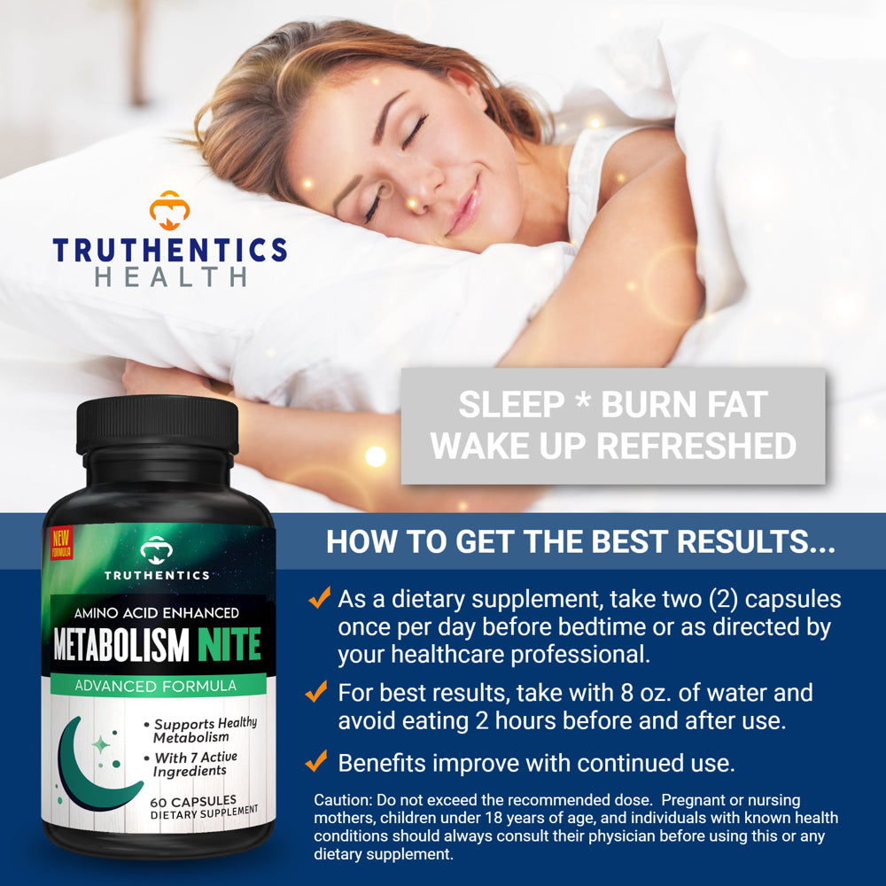 Truthentics Metabolism Booster for Weight Loss for Women & Men (Day Nite Bundle) - Fat Burner, Hunger Control, Weight Loss Support - 60 Capsules Each