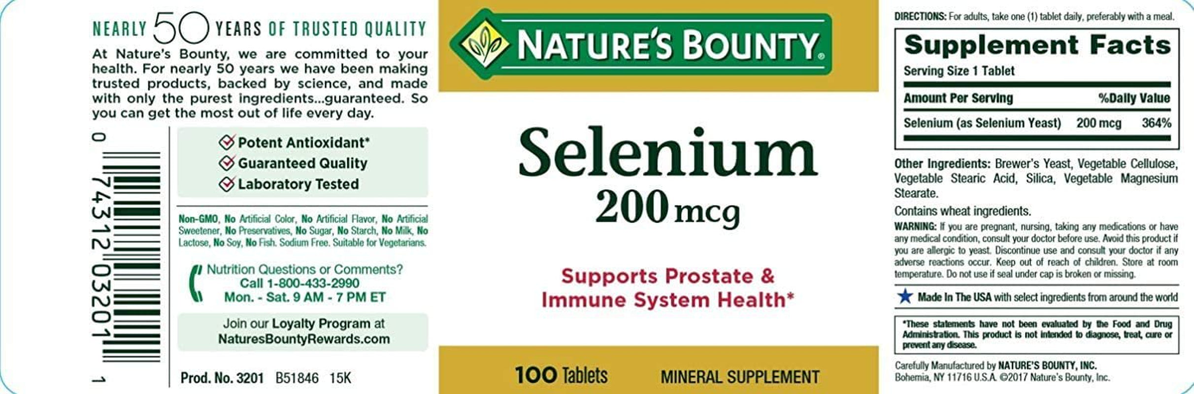 Nature'S Bounty Selenium 200 Mcg Tablets, 100 Ea (Pack of 2)