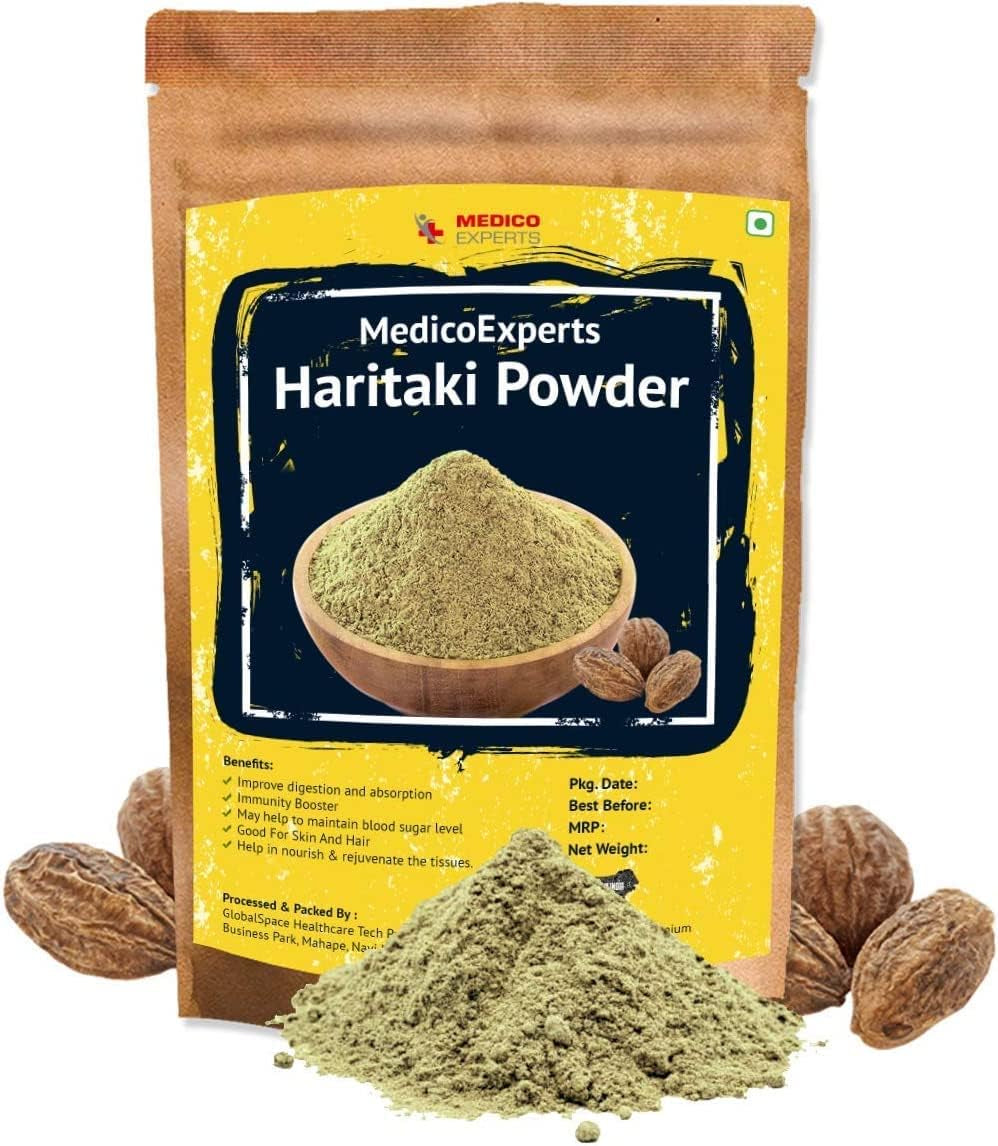 CROW Haritaki Powder Organic - 400 GMS | 100% Pure Harde Powder | Kadukkai Powder | Harad Powder | Inknut Powder for Dark Circles, Face, Skin & Healthy Digestion