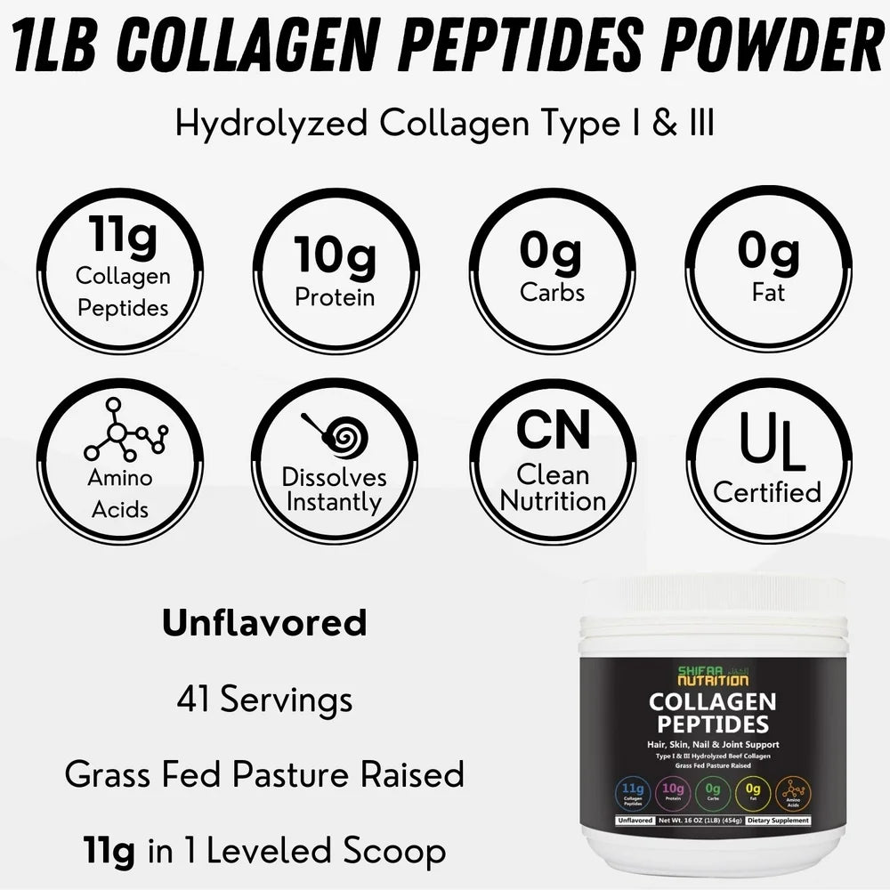 SHIFAA NUTRITION Halal & Grass-Fed Hydrolyzed Collagen Peptides Protein Powder
