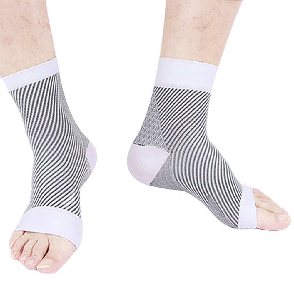 1 Pair Oblique Stripe Sports Compression Ankle Brace Elastic Socks Protector Ankle Compression Sleeve for Swelling, Plantar Fasciitis, Sprain, Neuropathy - for Women and Men