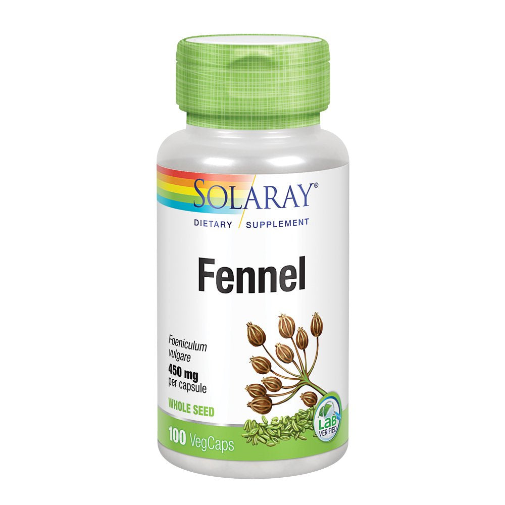 Solaray Fennel Seed 450Mg | May Help Support Healthy Digestion, Fresh Breath, Respiratory Function | Non-Gmo | Vegan | Lab Verified | 100 Vegcaps