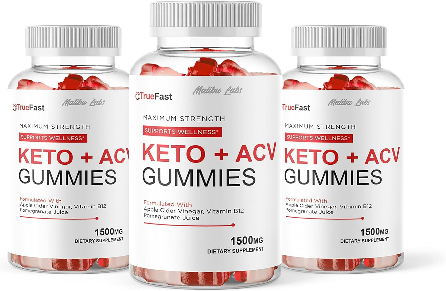 Truefast Keto + ACV Gummies Apple Cider Vinegar Ketosis, 1500Mg Once a Day New Strong Time Released Formula, True Fast Ketogenic Support Supplement, Ketos Shark Gummy, (3 Pack) 90 Day Supply Tank