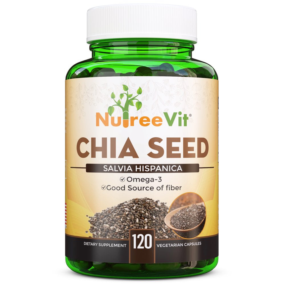 Orgainc Chia Seeds - 120 Vegetable Capsules - Omega-3 - Good Fiber Source (120 Count)