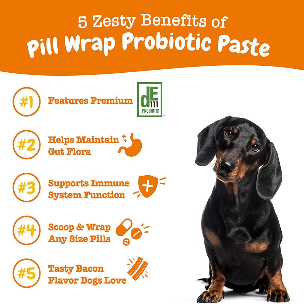 Zesty Paws Probiotic Pill Wrap Paste for Dogs, Bacon, 45 Count, Dry Training Treats Paste