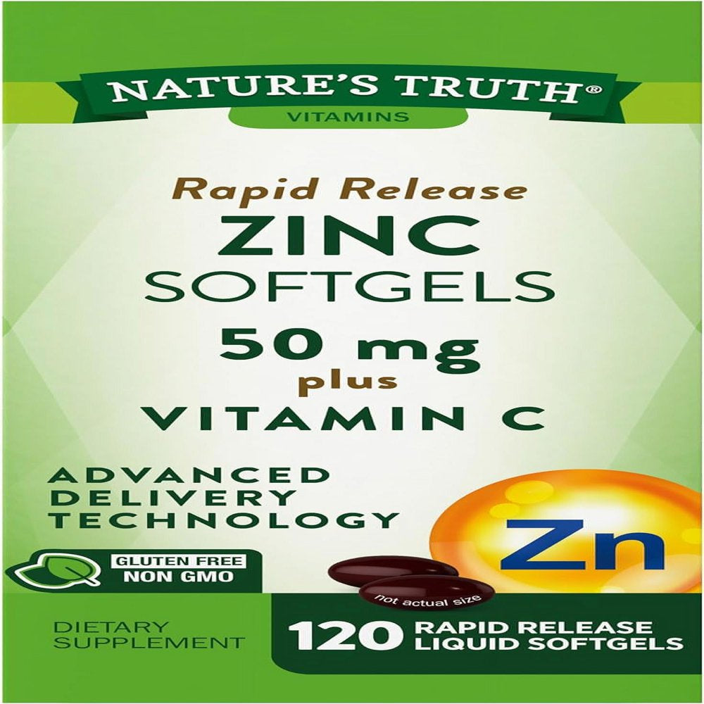 Zinc with Vitamin C | 50Mg | 120 Softgels | Non-Gmo & Gluten Free Supplement | by Natures Truth