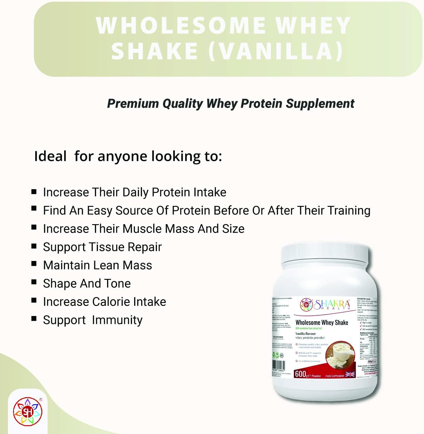 Wholesome Whey Protein Shake (Vanillla) - Spirituality, Science & Supplements by Shakra Health