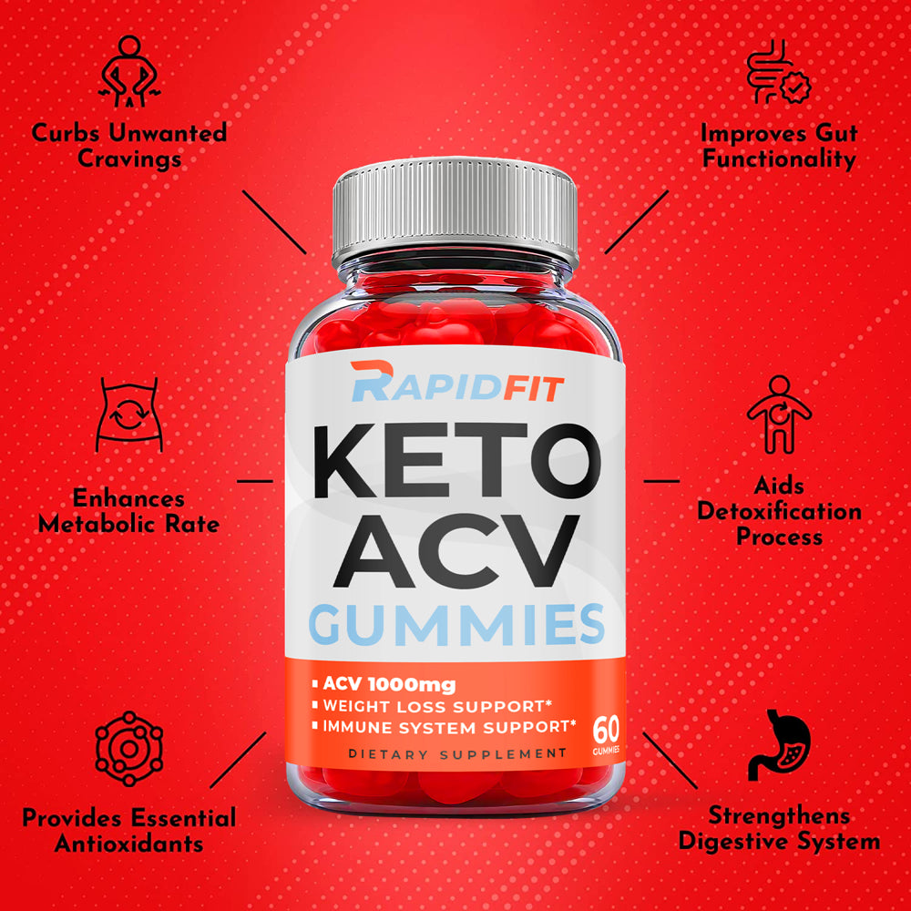 (2 Pack) Rapid Fit Keto ACV Gummies - Supplement for Weight Loss - Energy & Focus Boosting Dietary Supplements for Weight Management & Metabolism - Fat Burn - 120 Gummies