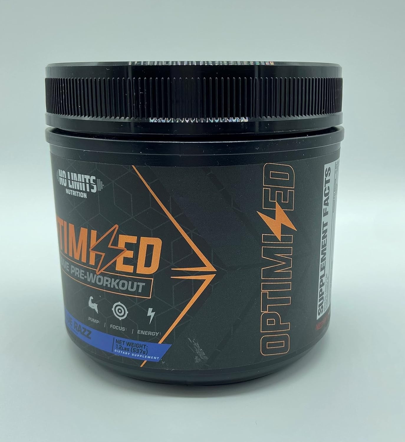 "Optimized" Blue Razz Pre-Workout Powder / Massive Pumps / Increase Muscle Mass, Strength & Focus / Beta Alanine + L-Citrulline + Betaine Anhydrous + Creatine + Caffeine Anhydrous / 30 Servings