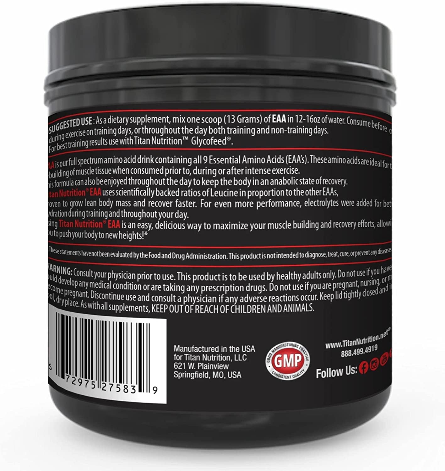 Titan EAA Essential Amino Acid & Hydration Supplement - Full Spectrum 2:1:1 BCAA Protein Blend - Muscle Tissue Repair, Recovery & Growth - Potassium, & Vitamin C - Strawberry Margarita, 30 Servings