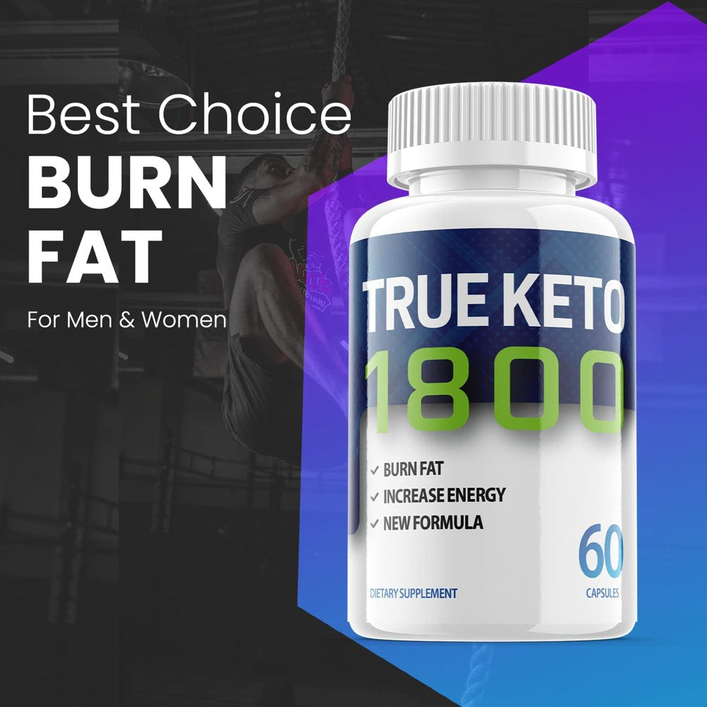 True Keto 1800 - Keto Supplement for Weight Loss - Energy & Focus Boosting Dietary Supplements for Weight Management & Metabolism - Advanced Fat Burn Raspberry Ketones Pills - 60 Capsules (1 Pack)