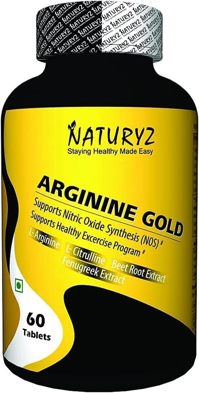 MIYUU Naturyz Arginine Gold Pre-Workout Tablets with 1500Mg L- Arginine, 400Mg Citrulline, Beetroot Powder & Fenugreek Extract per Serving - 60 Tablets