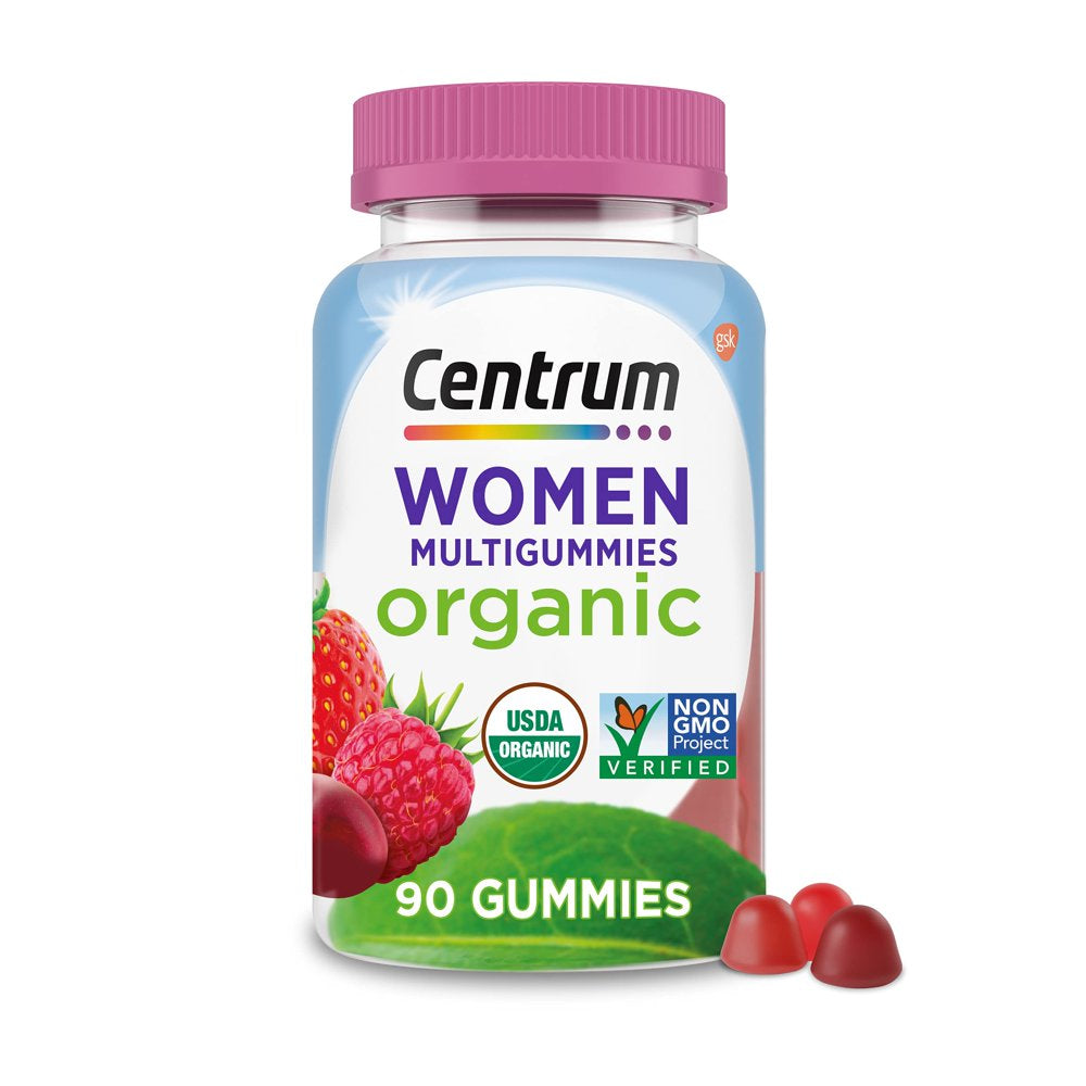 Centrum Women'S Organic Multigummies Women'S Multivitamin Gummies Organic Multivitamin for Women with Essential Nutrients for Immune Support, Metabolism, and Hair Skin and Nails Vitamins - 90 Ct