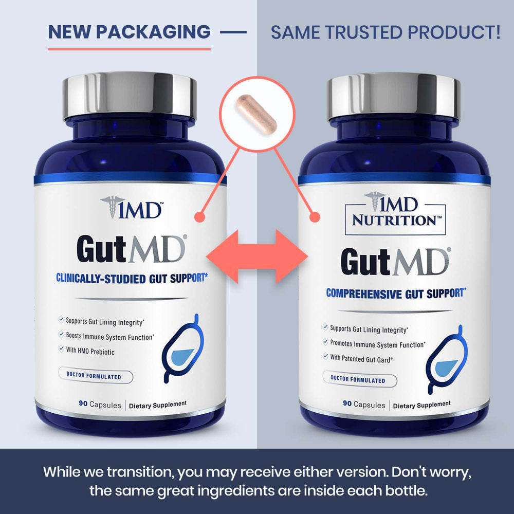 1MD Nutrition Gutmd - L-Glutamine and Prebiotic for Gut Integrity | Promote Digestive Tract Health | 90 Capsules