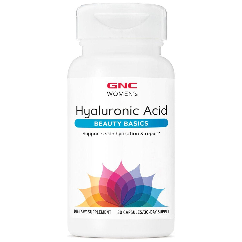 GNC Women'S Hyaluronic Acid | Skin Hydrating Daily Supplement | Supports Moistureand Joint Health | 30 Capsules