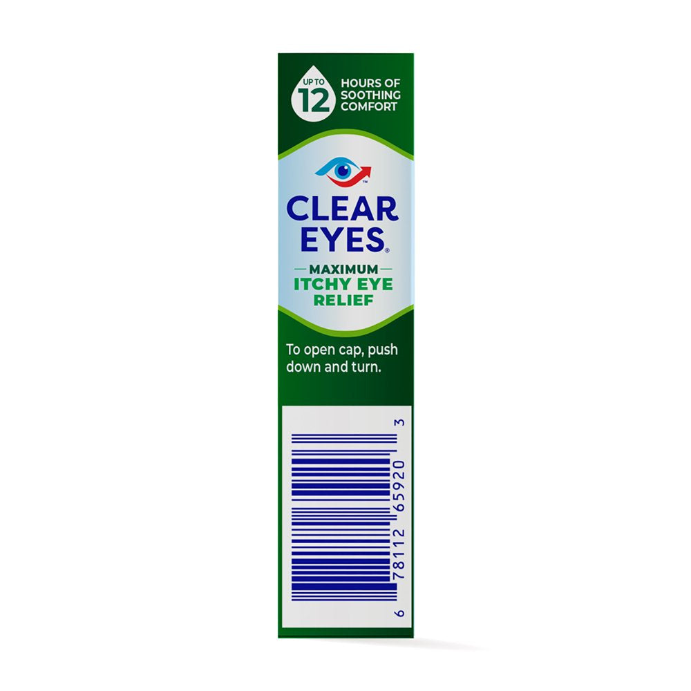 Clear Eyes Maximum Itchy Eye Relief Lubricant Eye Drops, 0.5 Fl Oz