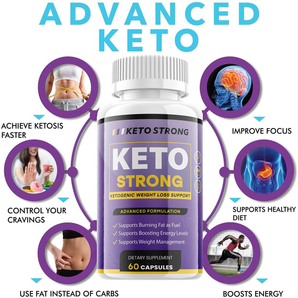 (3 Pack) Keto Strong - Keto Diet Pills - Max Strength - Natural Ketogenic Fat Burner - Advanced Weight Loss & Appetite Suppressant – Diet Pill Boost Energy & Metabolism