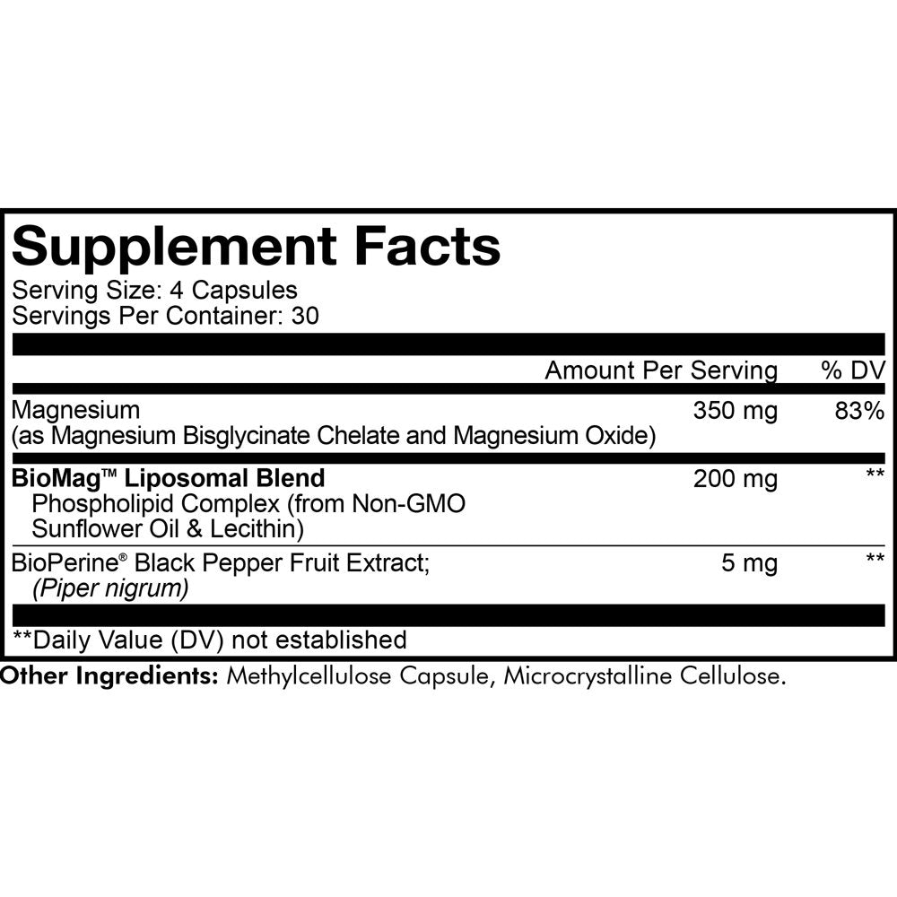 Codeage Liposomal Magnesium Bisglycinate Chelate Mineral Supplement, Phospholipids, 120 Ct