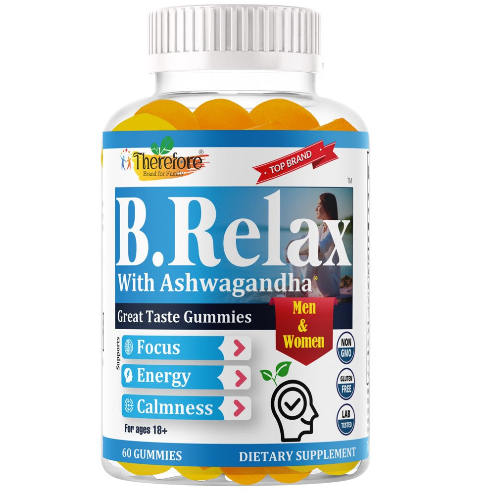 B. Relax Ashwagandha Gummies for Women and Men, Supports Sleep, Heightened Concentration, Mood, Energy, Relaxation with Ashwagandha Root Extract, Low Sugar, Delicious Fruity Flavored- 60 Gummies