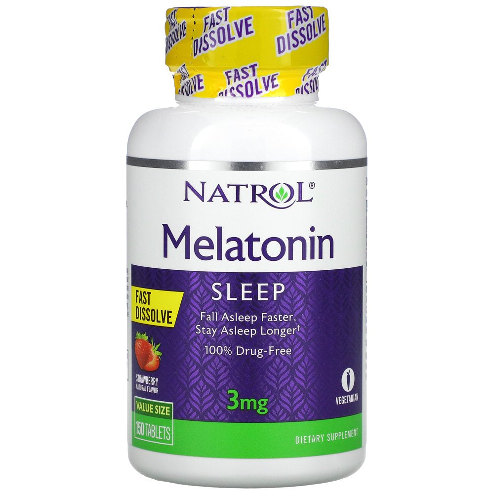 Natrol, Melatonin, Fast Dissolve, Strawberry, 3 Mg, 150 Tablets