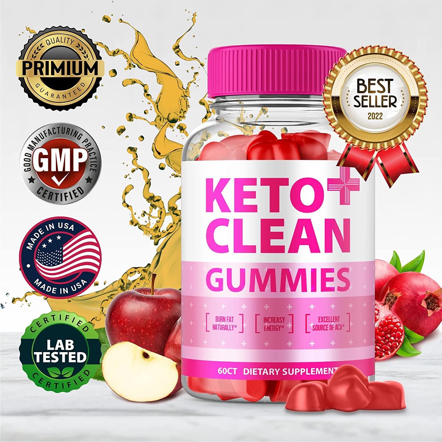 (2 Pack) Keto Clean Gummies - Advanced Formula Vegan Keto Gummies Keto Clean plus ACV Gummies Clean Gummies with Apple Cider Vinegar, Beet Root Juice Vitamin B12, Pomegranate Keto AVC (120 Gummies)