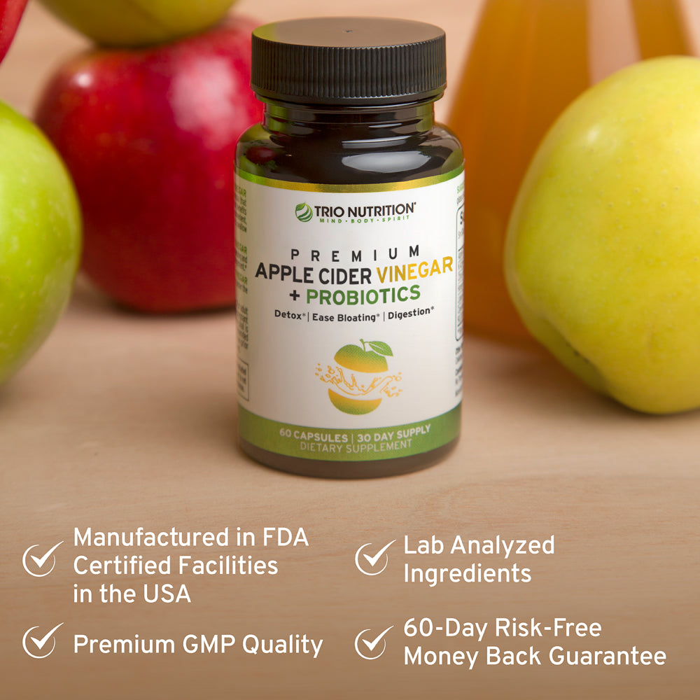 Trio Nutrition Apple Cider Vinegar Dietary Supplements | ACV with Mother