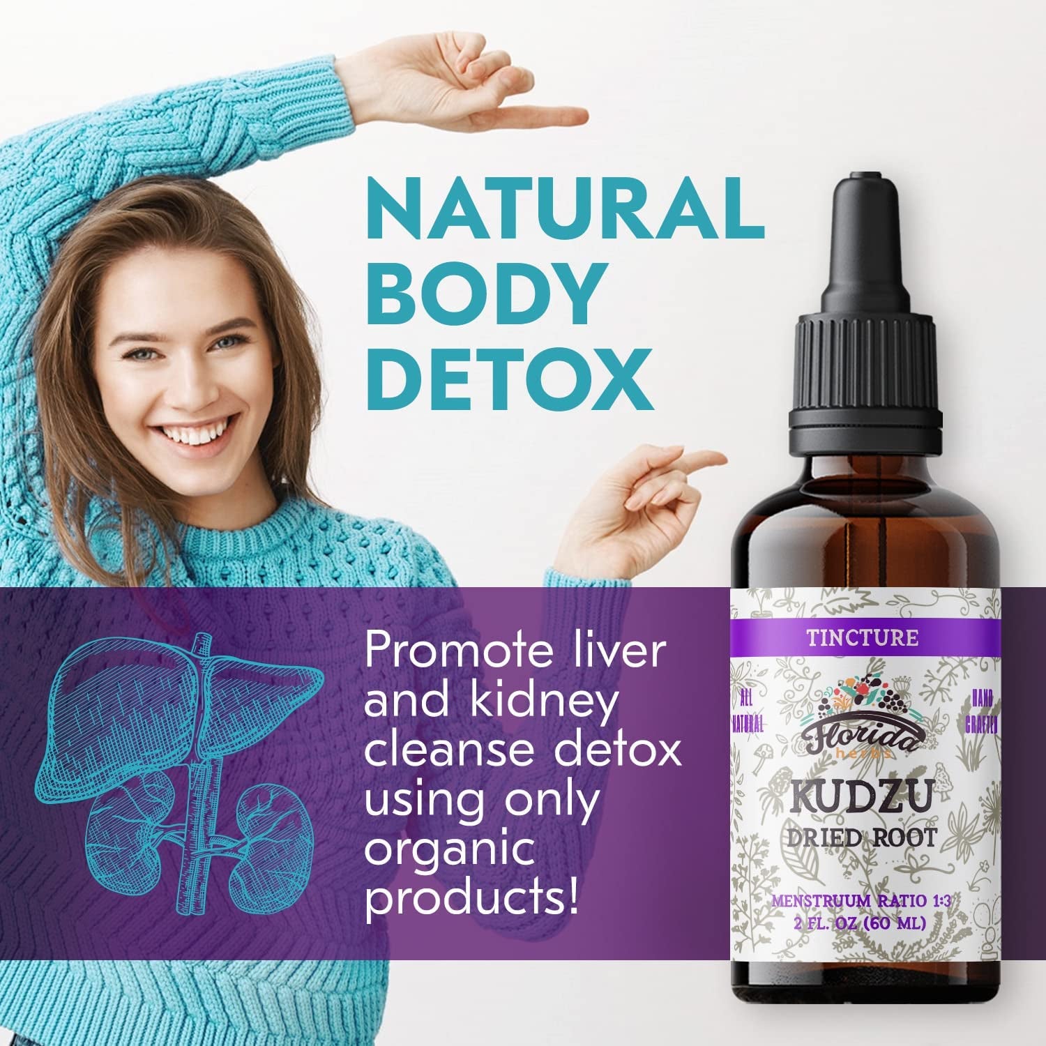 Kudzu Extract – Liver Cleanse Detox - Kudzu Root Organic Supplement- Natural Kudzu Plant for Heart Health - Inflammation Relief Kudzu Root Extract - Non-Alcohol Supplement - Made in USA – 2 Oz