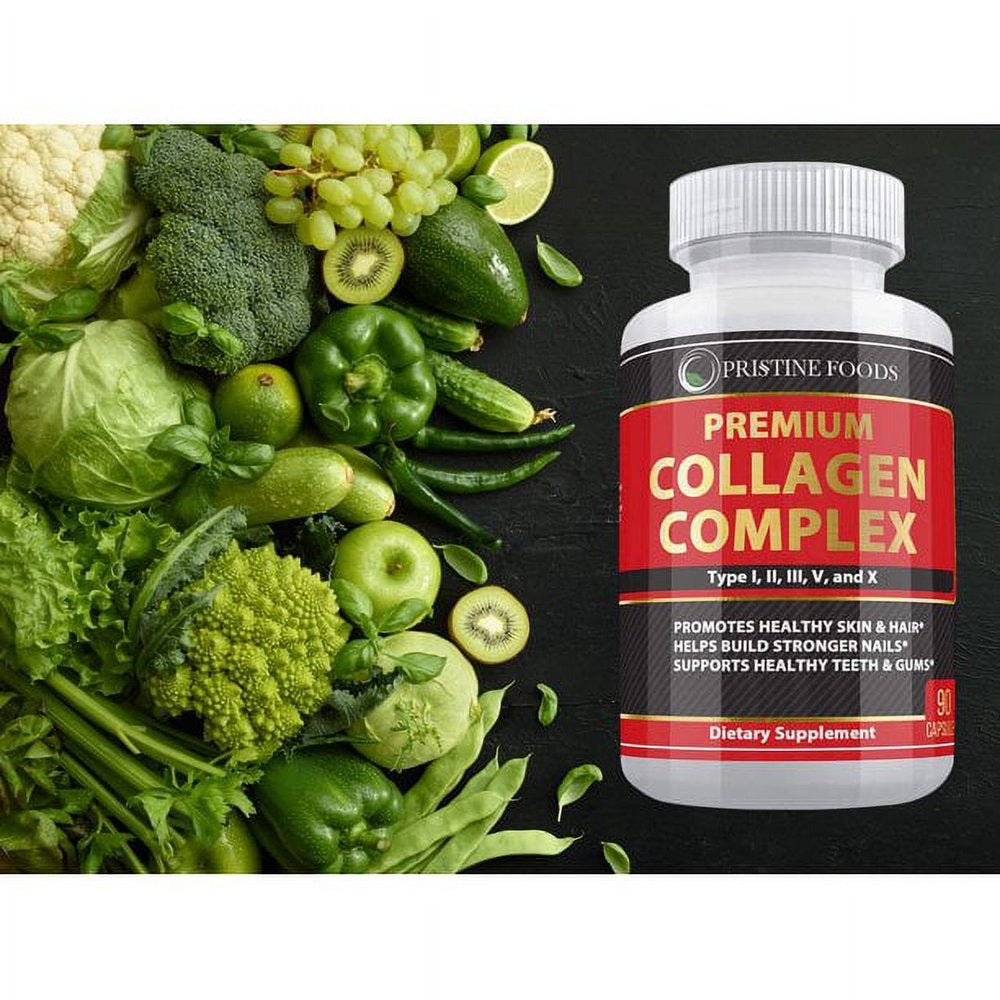 Pristine Premium Multi Collagen Supplement 1000Mg - Support Healthy Hair Skin Bone & Joints Hydrolyzed Collagen Protein Complex (Types I II III V & X) - 90 Capsules