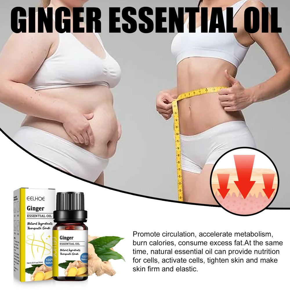 2 Pack Quick-Acting Essential Oil, Belly Drainage Ginger Oil Plant Aroma Oil, Slimming Tummy Massage Ginger Oil for Fat Burning